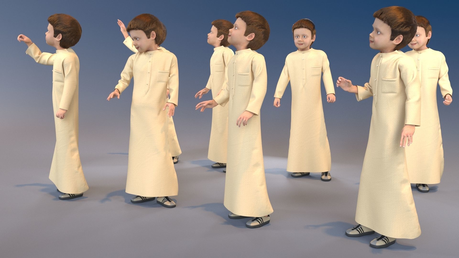 Boy static arabic 4 x different models 32 poses 3D model_5