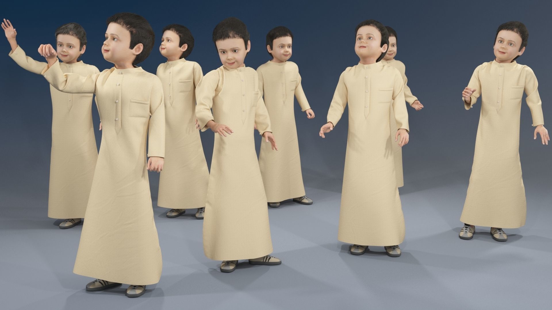 Boy static arabic 4 x different models 32 poses 3D model_7