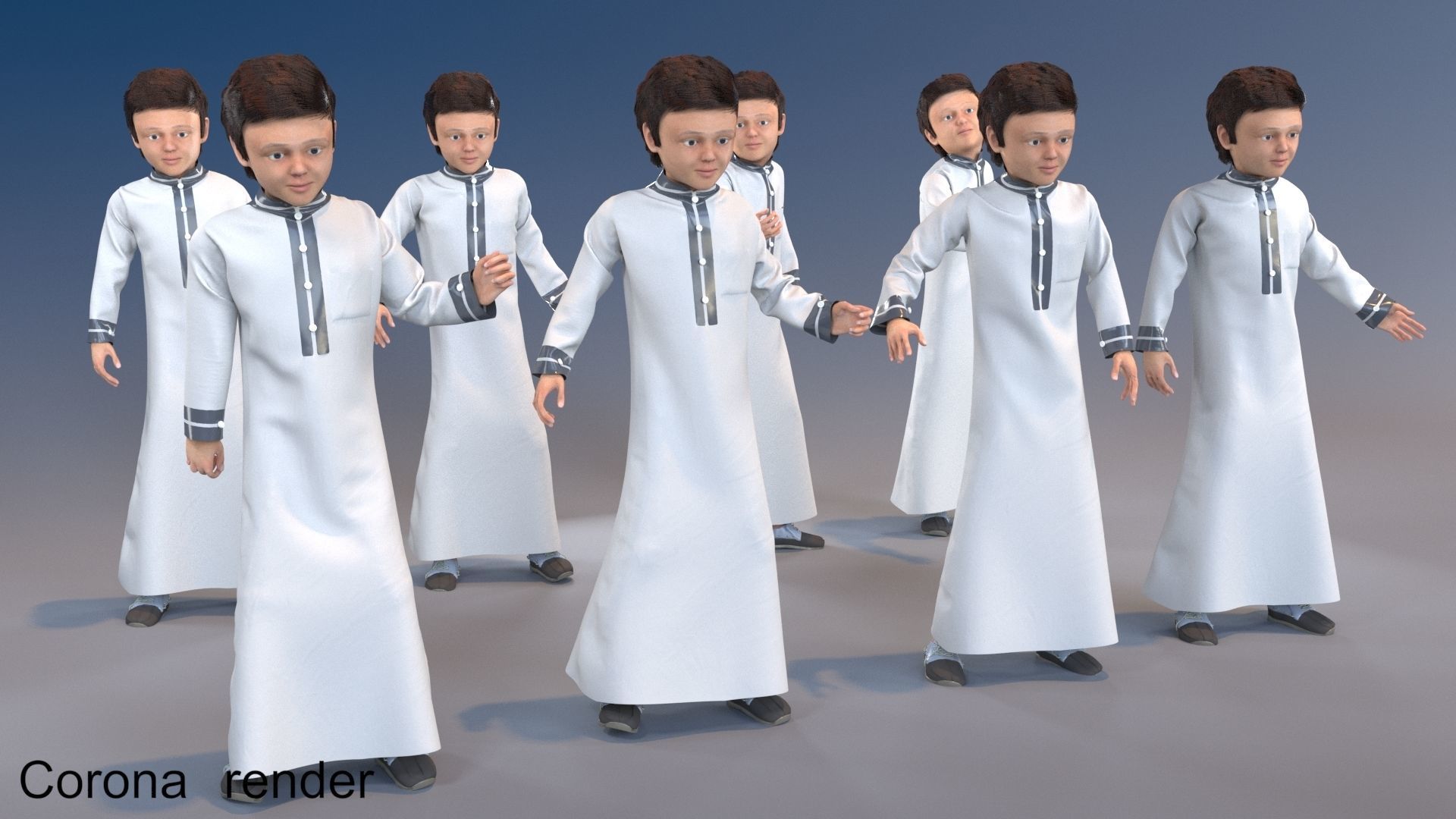 Boy static arabic 4 x different models 32 poses 3D model_3