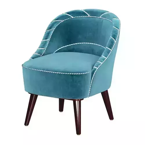 SMALL DANISH MID-CENTURY SLIPPER CHAIR IN TURQUOISE MOHAIR