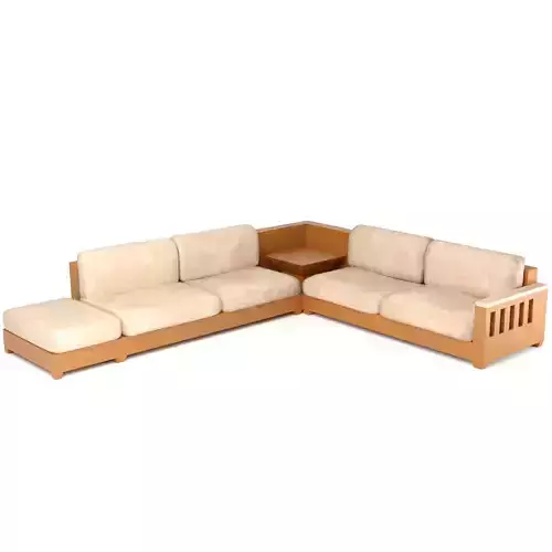 SOFA   L SEAT LOW-POLY AND PBR 3D MODEL Low-poly 3D model