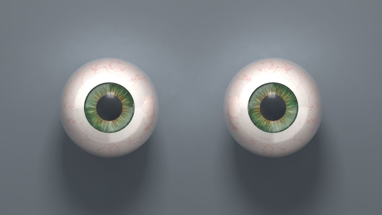 Green Eyeball Low-poly 3D model_1