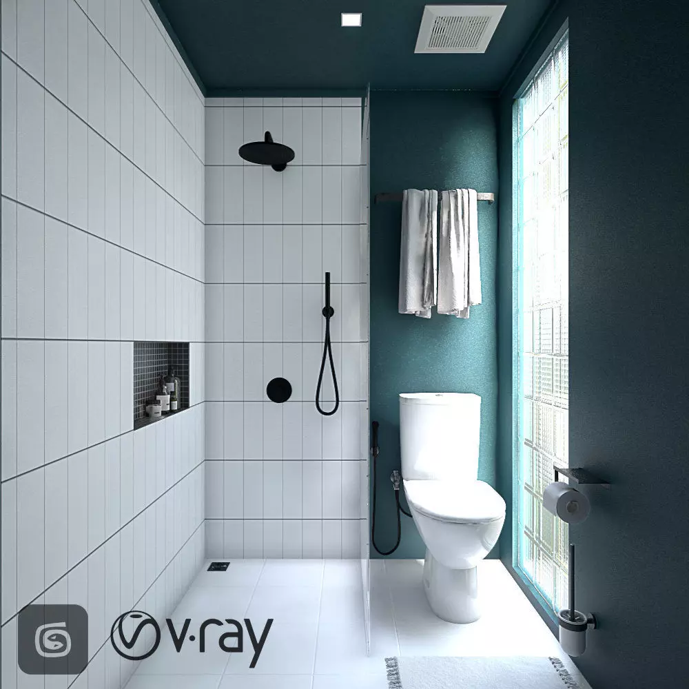 modern bathroom scene 3D model