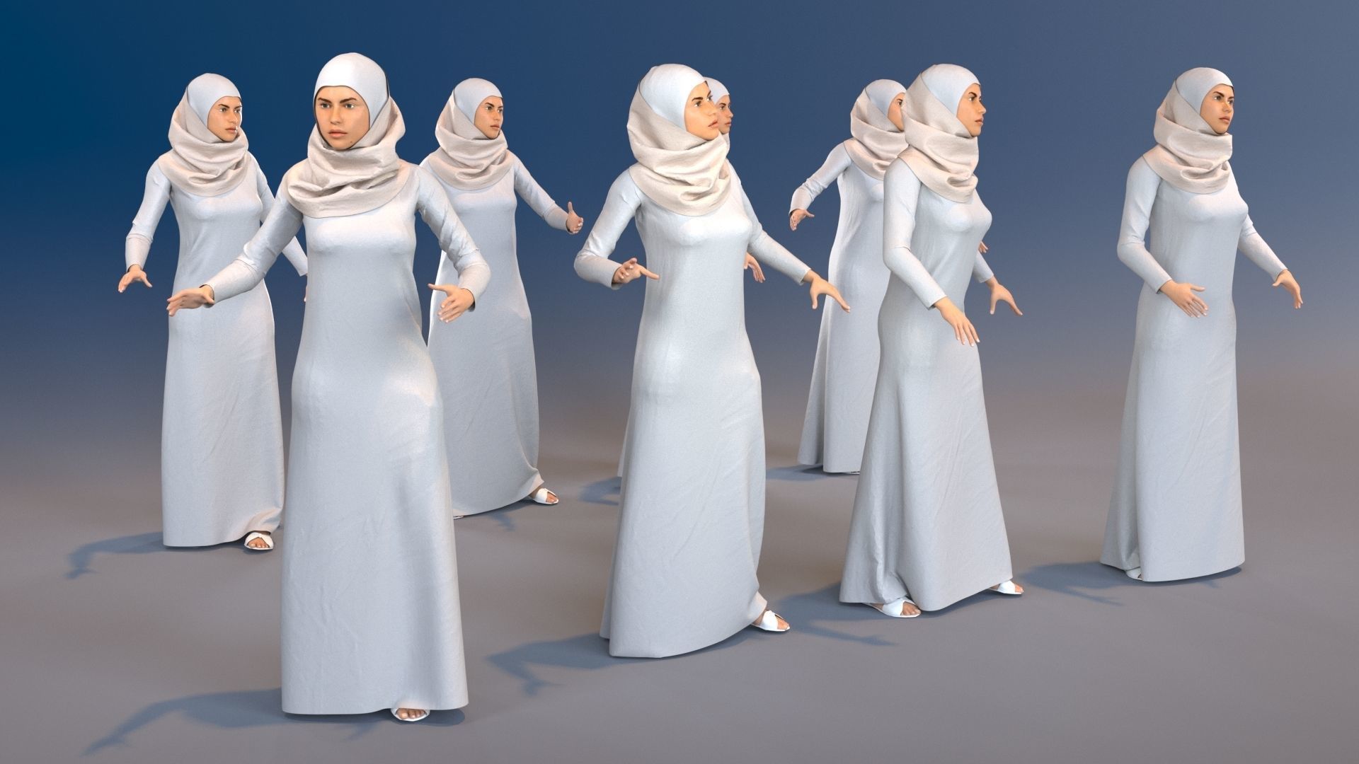 Arabic people static 16 x different models 128 poses 3D Model Collection_23