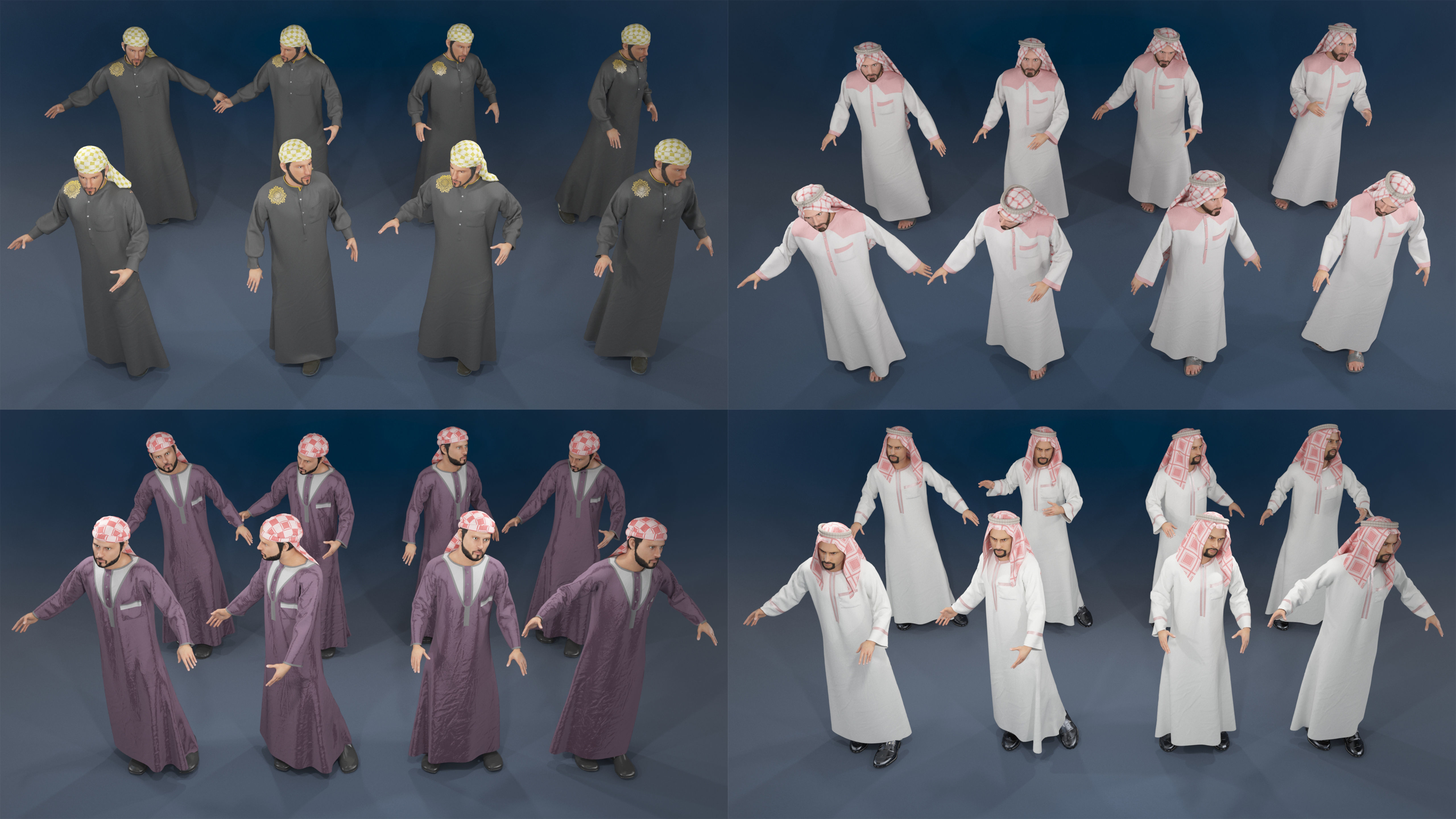 Arabic people static 16 x different models 128 poses 3D Model Collection_14