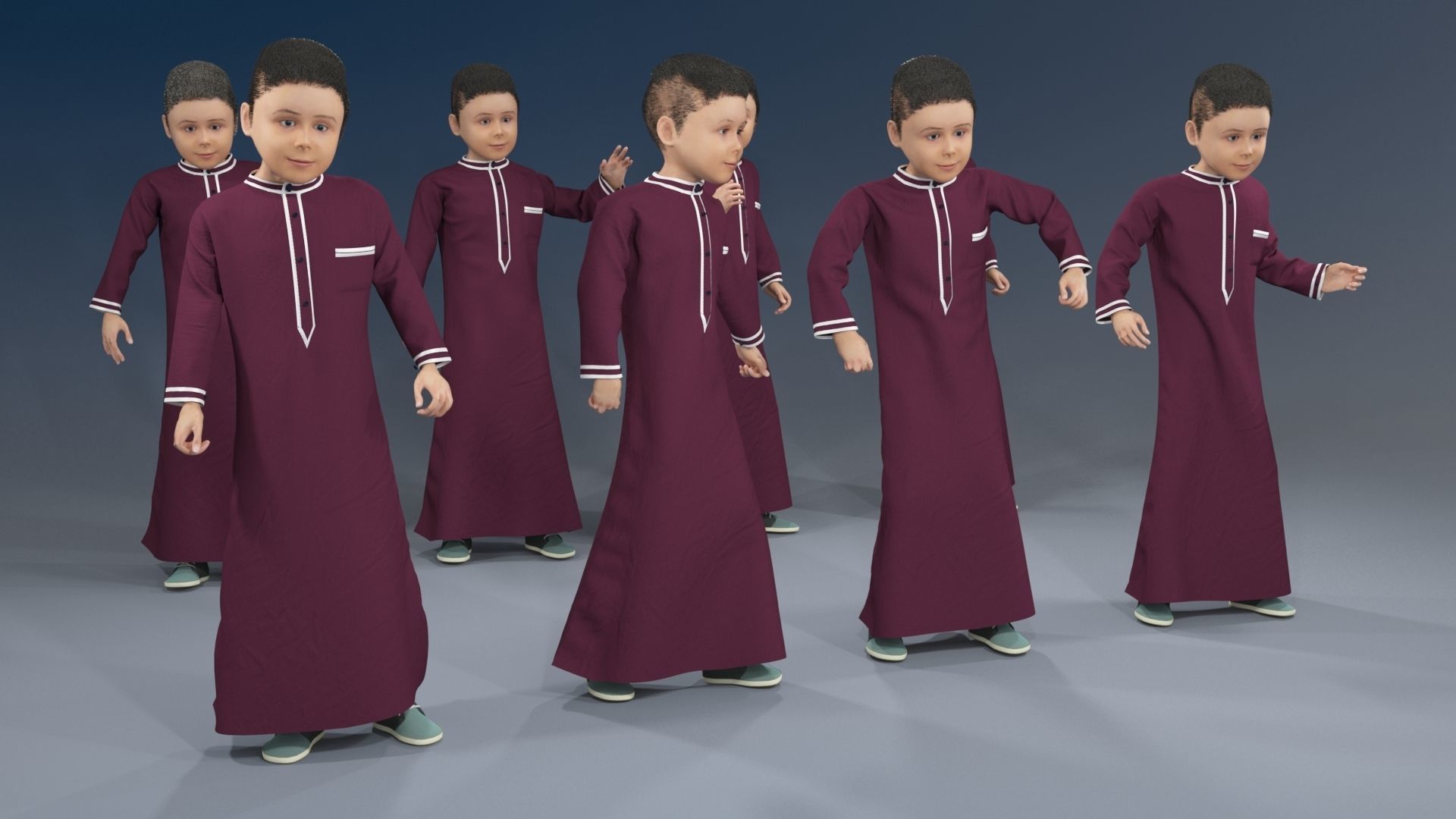 Arabic people static 16 x different models 128 poses 3D Model Collection_10