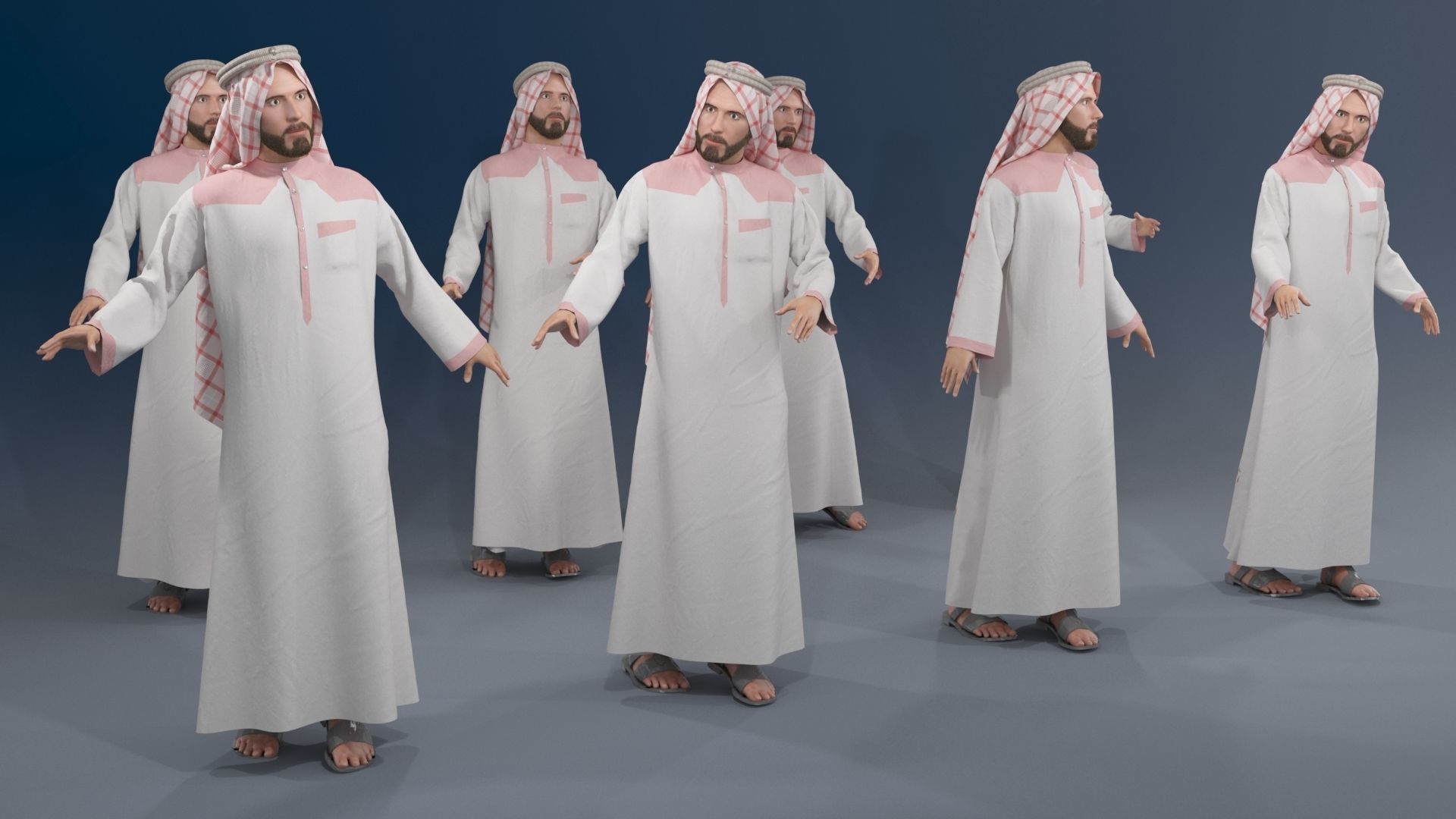 Arabic people static 16 x different models 128 poses 3D Model Collection_18