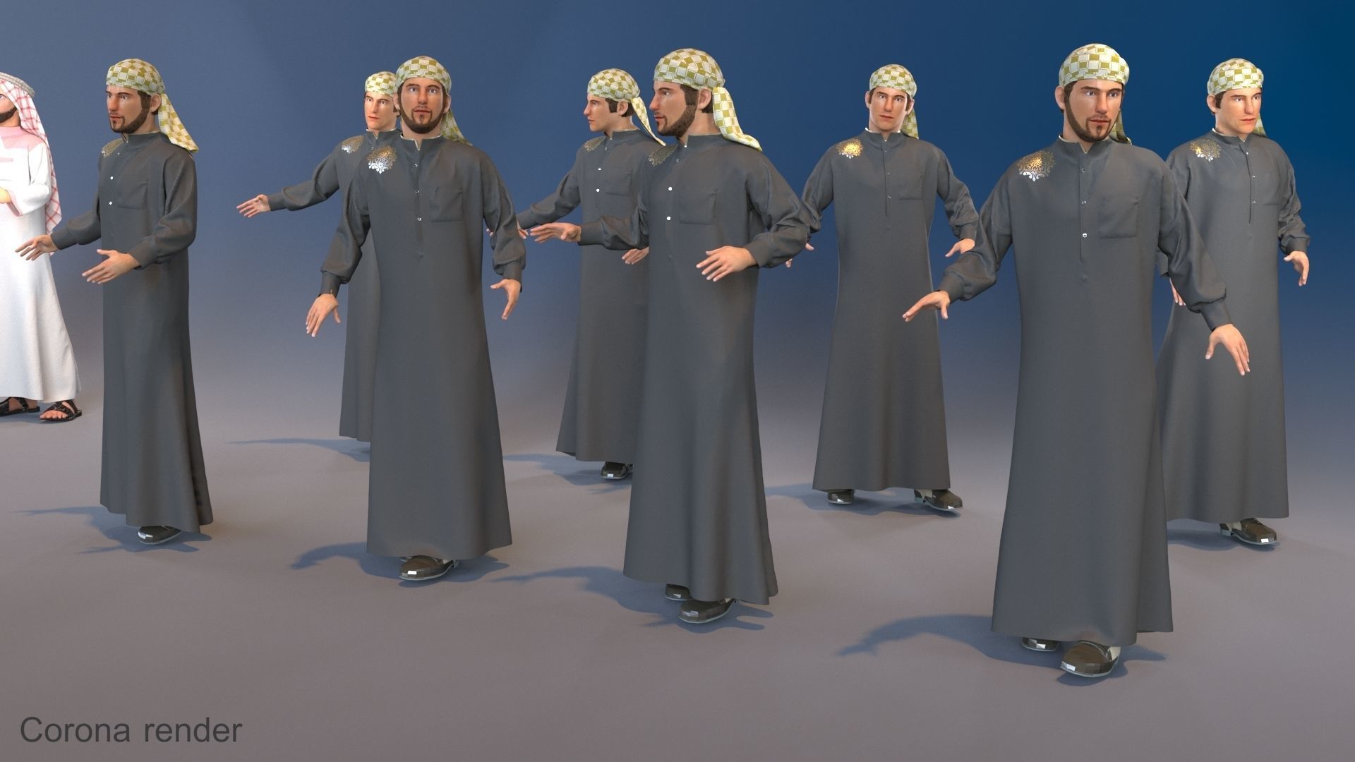 Arabic people static 16 x different models 128 poses 3D Model Collection_15