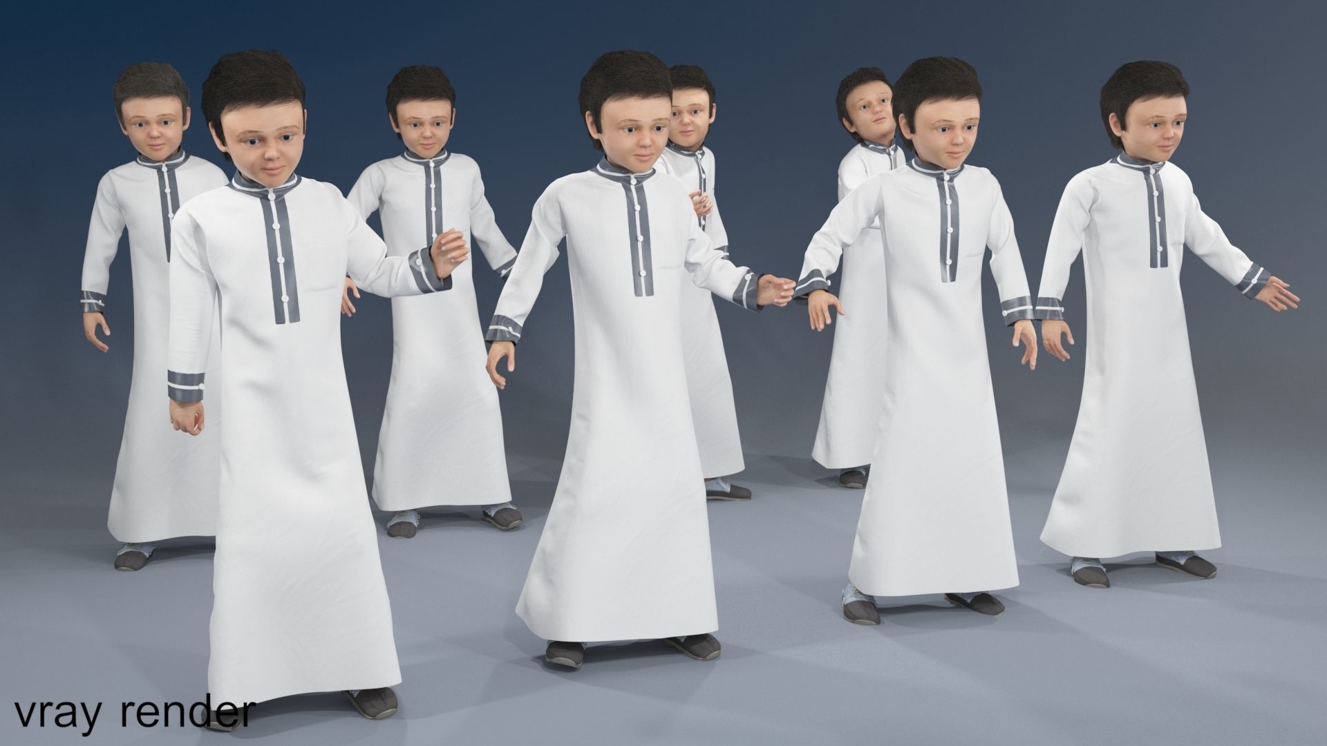 Arabic people static 16 x different models 128 poses 3D Model Collection_9