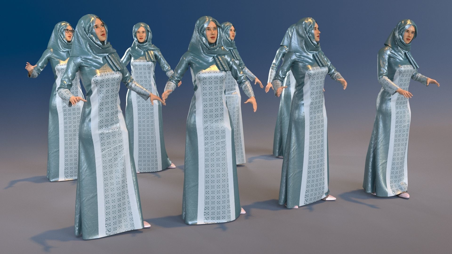 Arabic people static 16 x different models 128 poses 3D Model Collection_24
