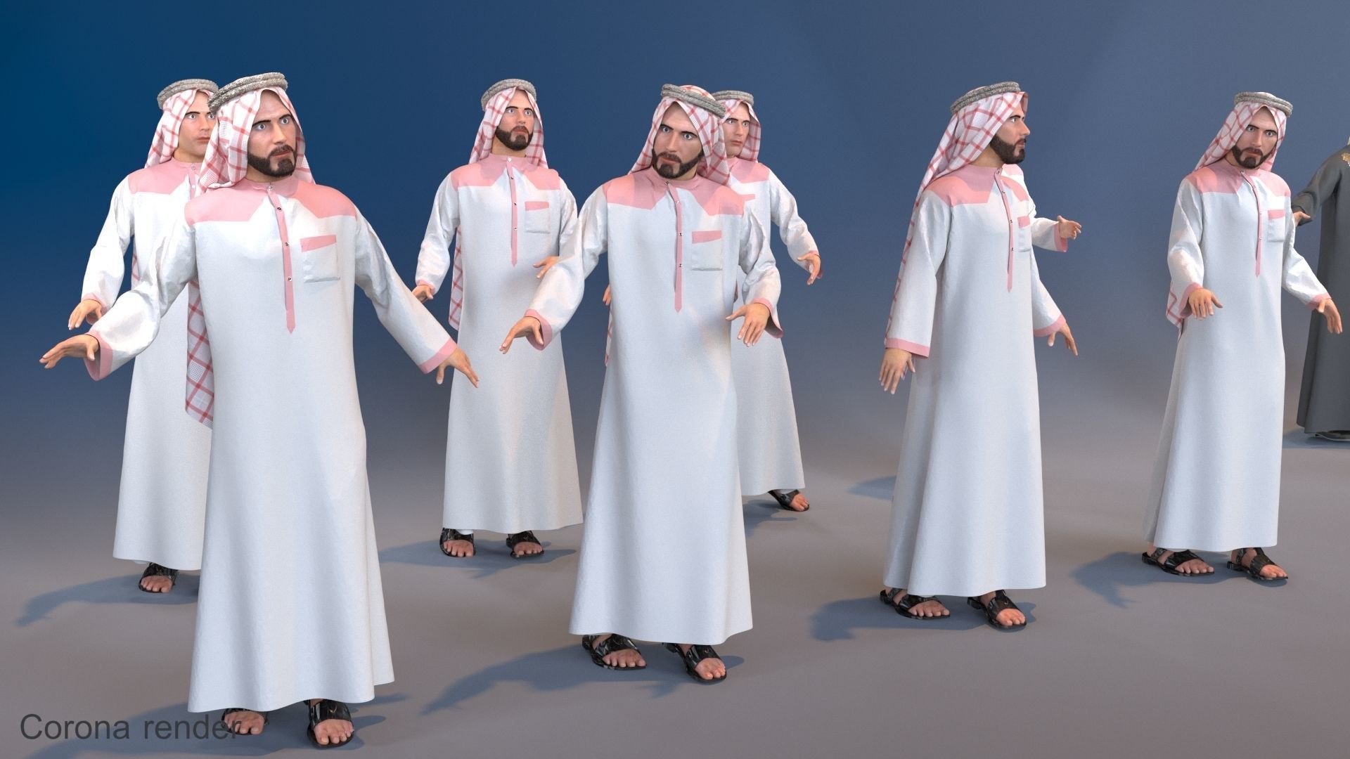 Arabic people static 16 x different models 128 poses 3D Model Collection_17