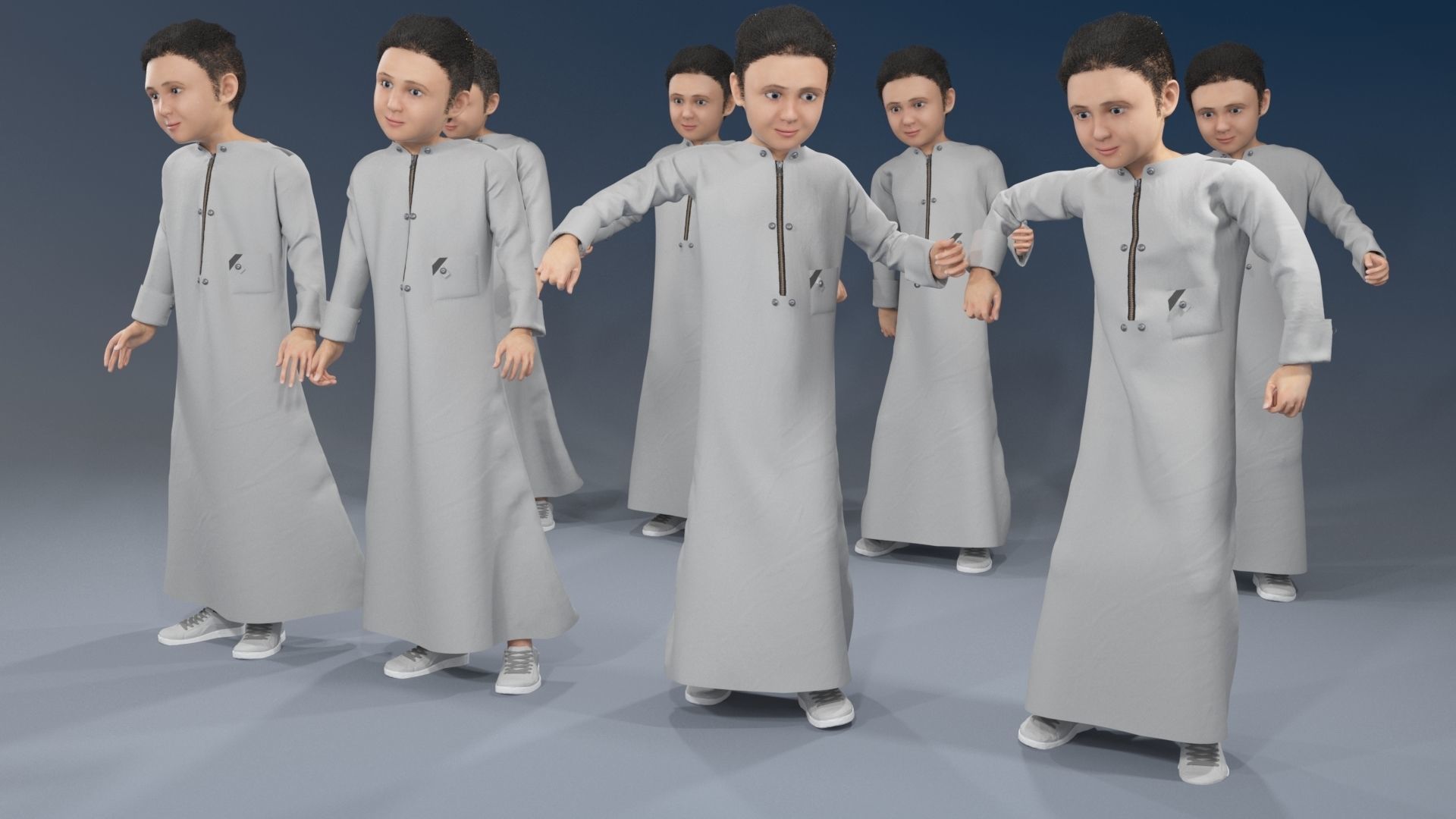 Arabic people static 16 x different models 128 poses 3D Model Collection_11