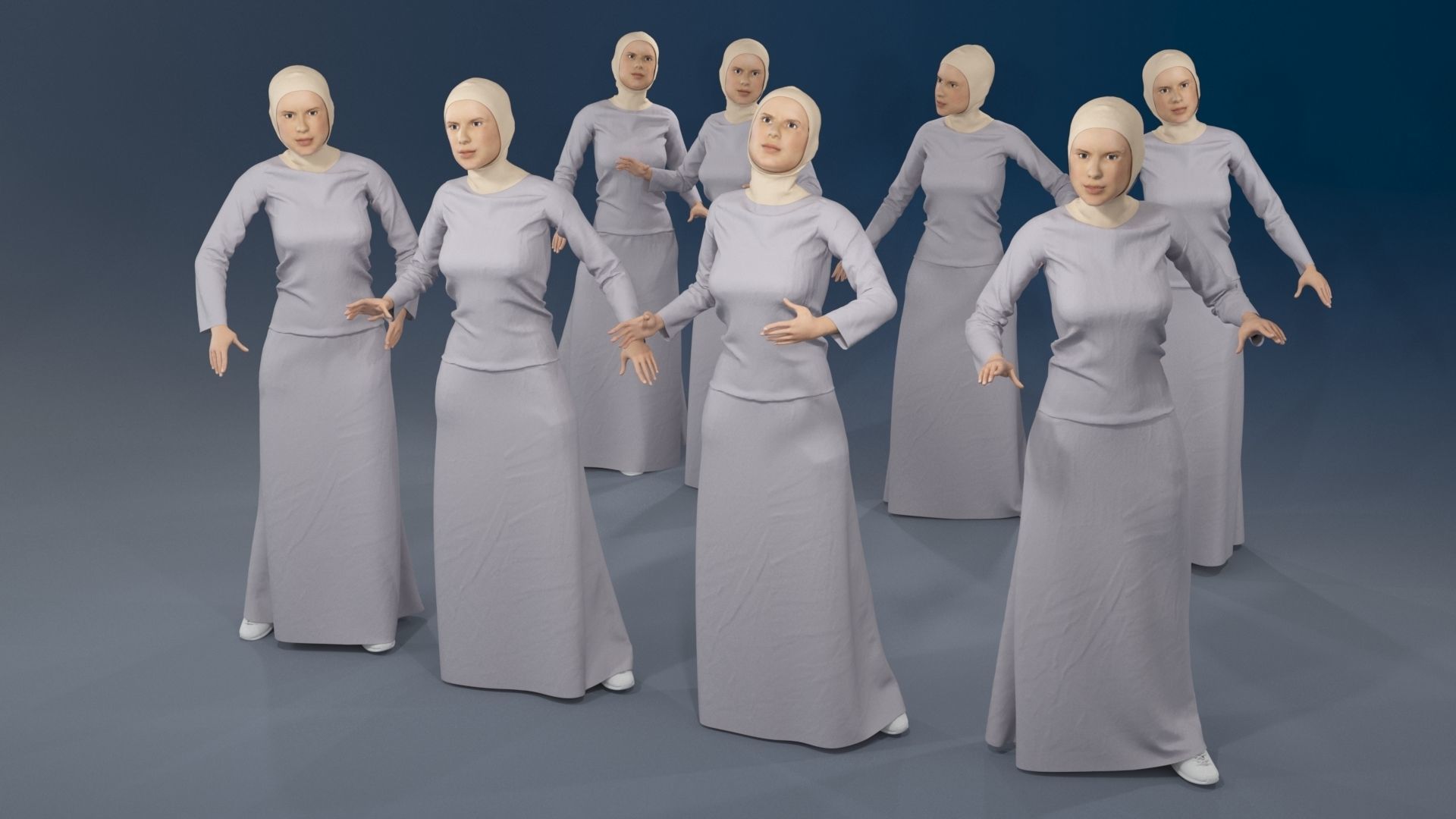 Arabic people static 16 x different models 128 poses 3D Model Collection_21