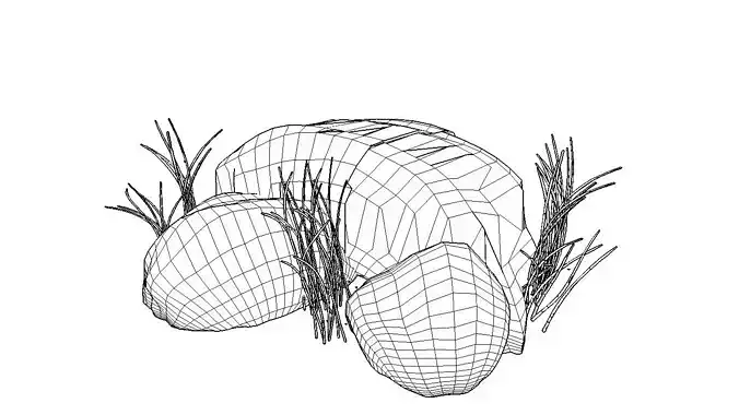 ROCKS AND BUSHES-LOW POLY Free low-poly 3D model