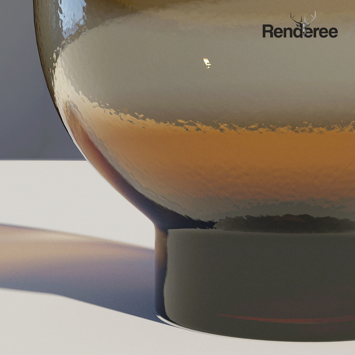 Yellow Dark Glass Vase 3 3D model_5