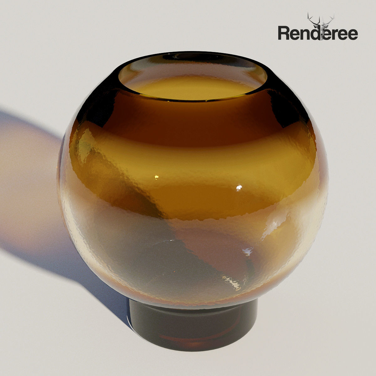 Yellow Dark Glass Vase 3 3D model_3