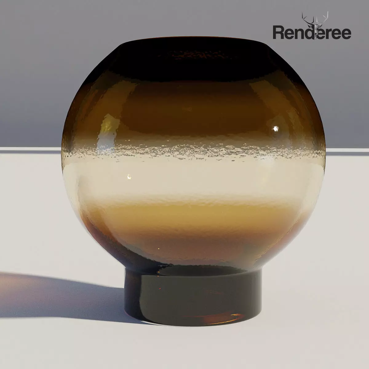 Yellow Dark Glass Vase 3 3D model_0