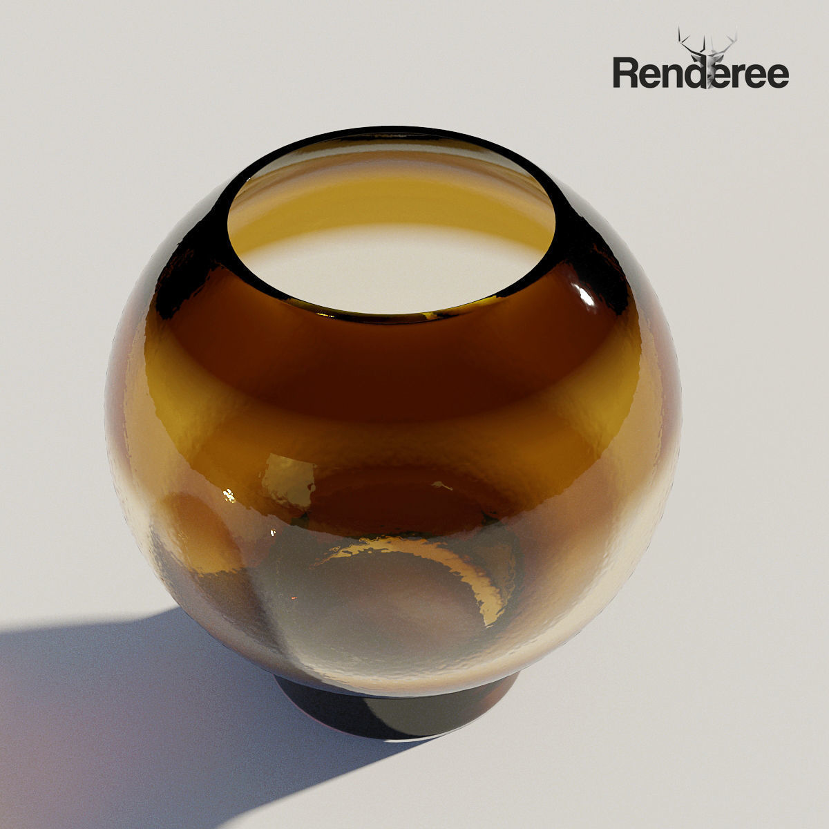 Yellow Dark Glass Vase 3 3D model_1