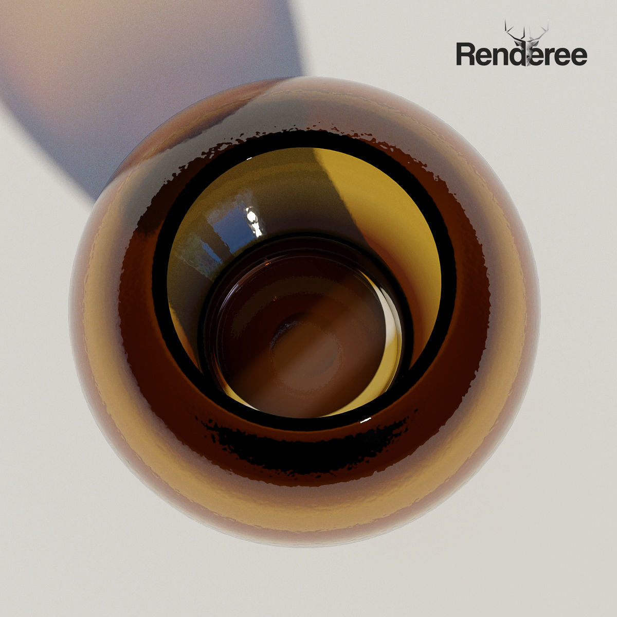 Yellow Dark Glass Vase 3 3D model_4