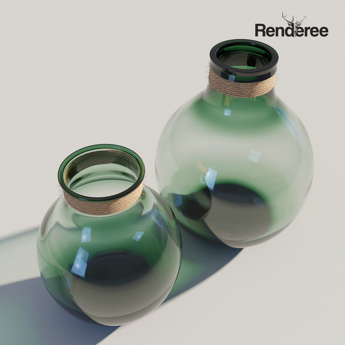 Small Glass Vases Jars 3D model_1