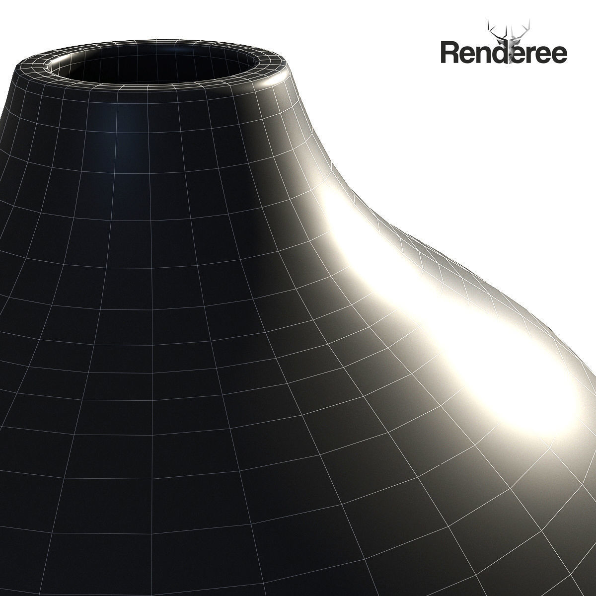 Grey White Ceramic Vase 3D model_7