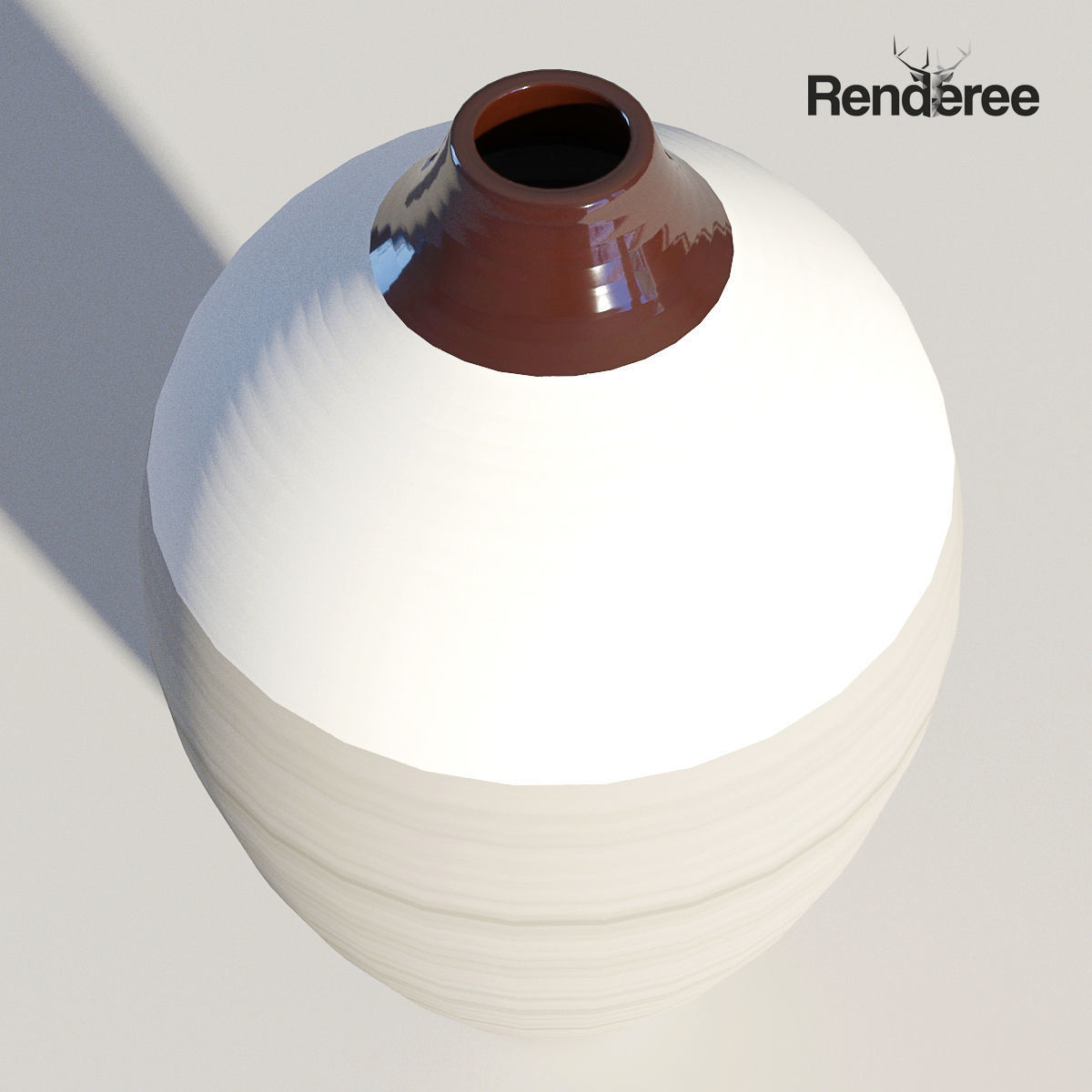 Grey White Ceramic Vase 3D model_2