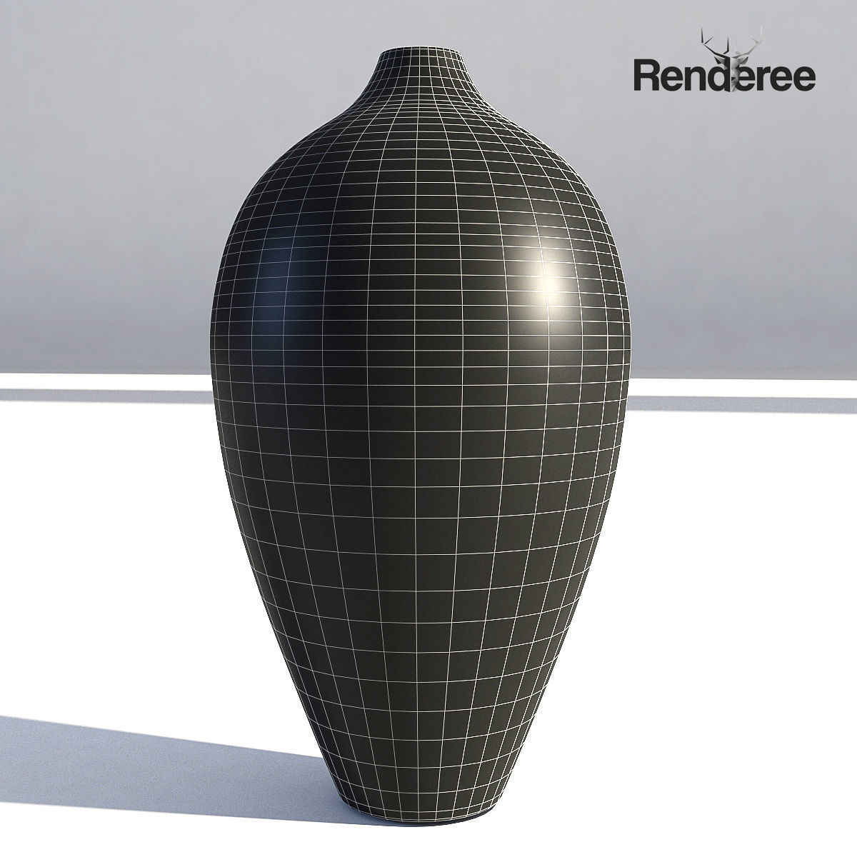 Grey White Ceramic Vase 3D model_9