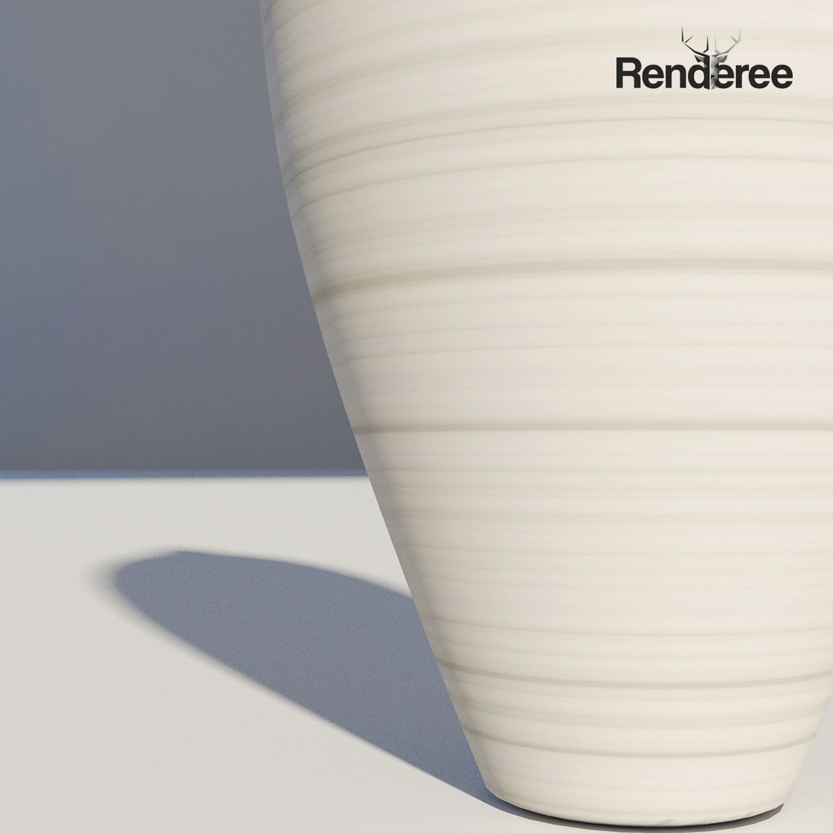 Grey White Ceramic Vase 3D model_5