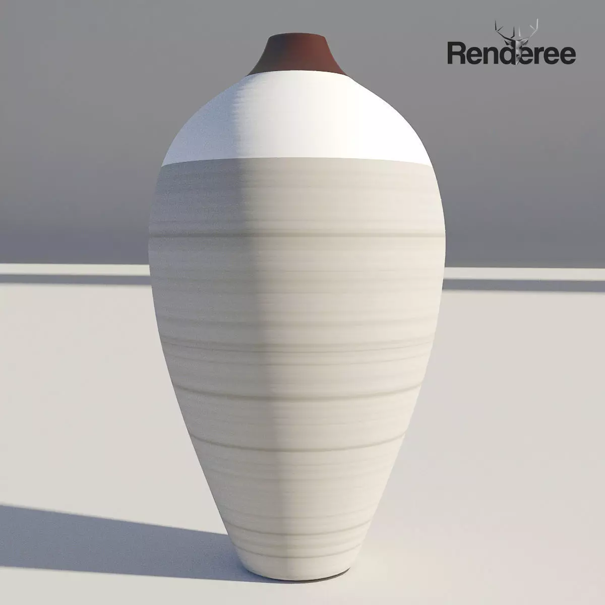 Grey White Ceramic Vase 3D model_0