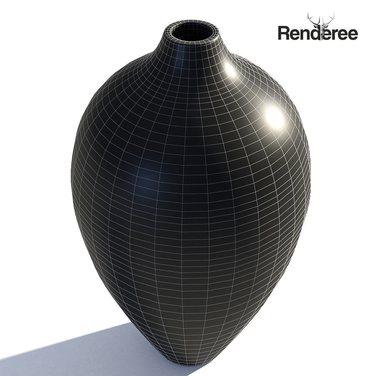 Grey White Ceramic Vase 3D model_10