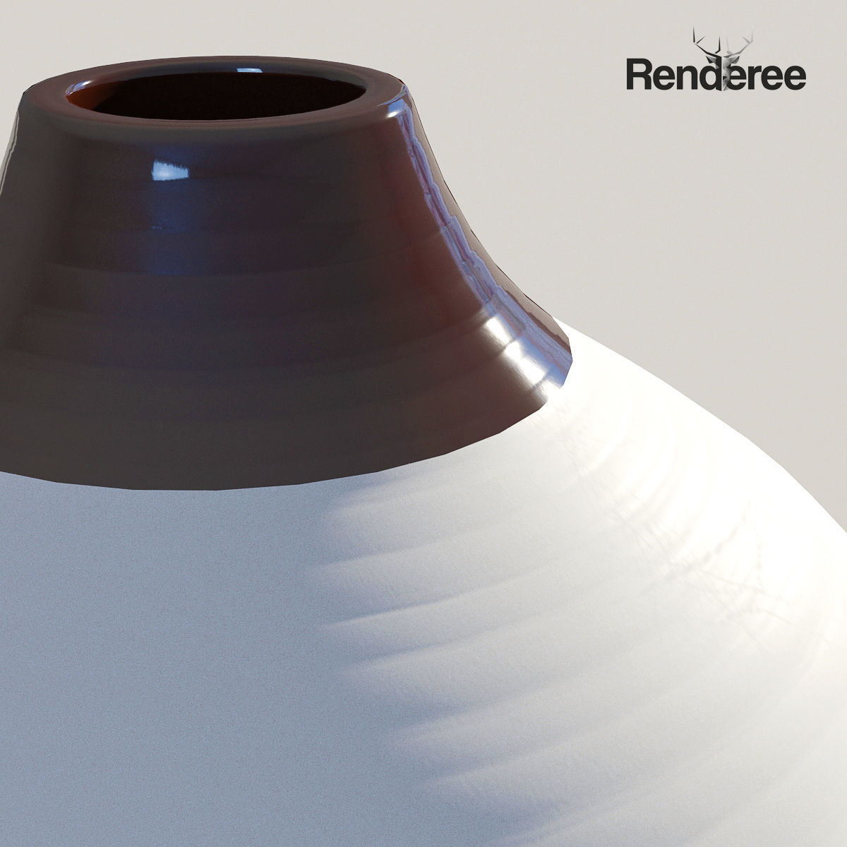 Grey White Ceramic Vase 3D model_4