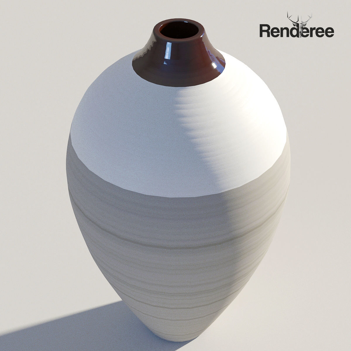 Grey White Ceramic Vase 3D model_1