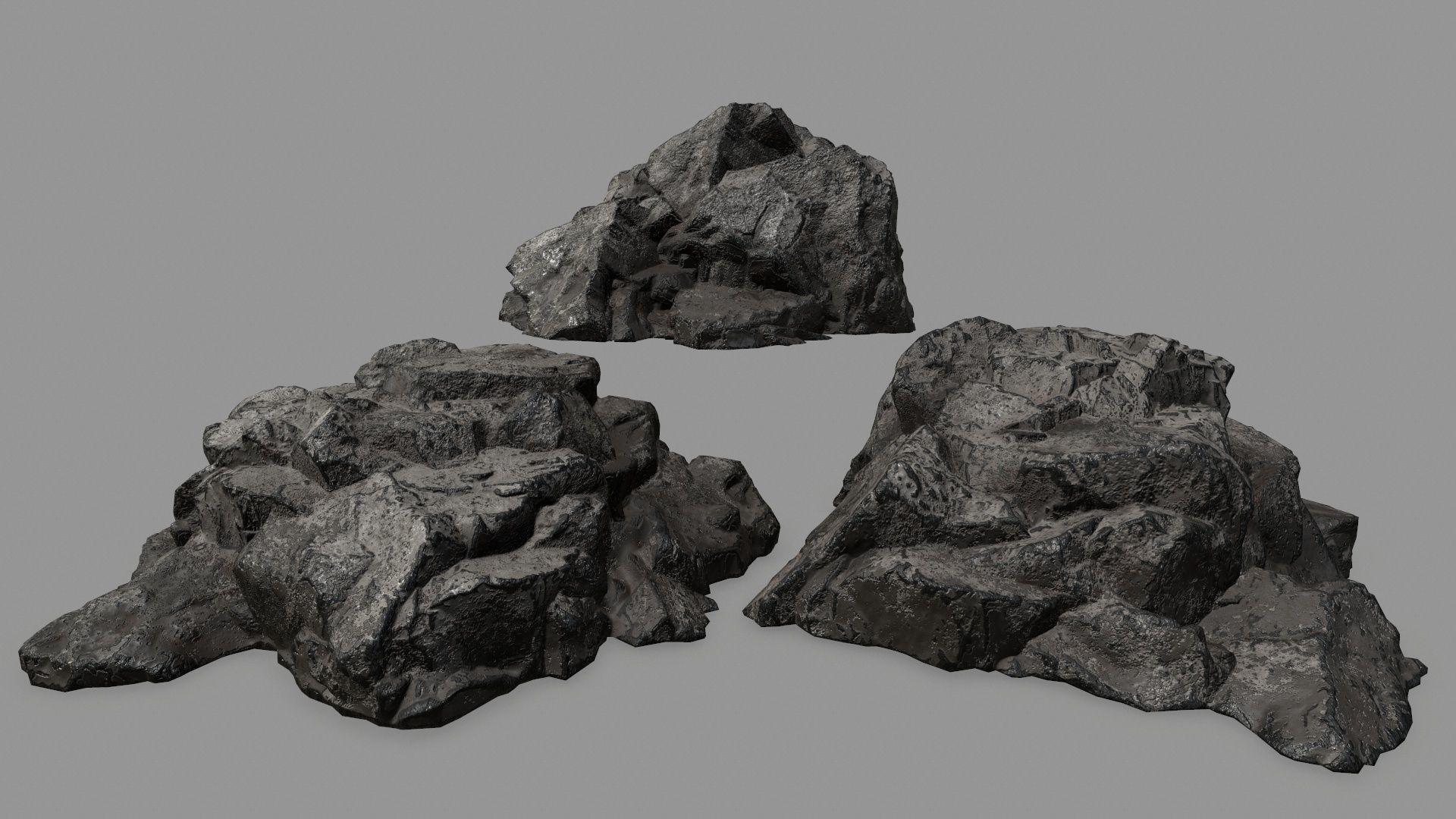 Rock Set Low-poly 3D model_1