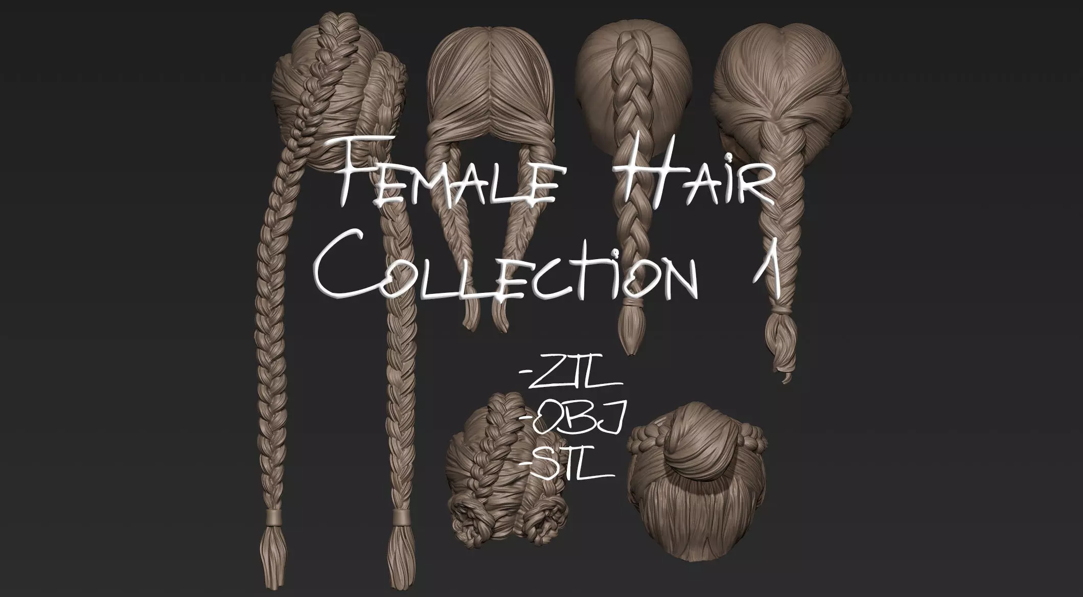 Female Hair Collection 1 3D model_0