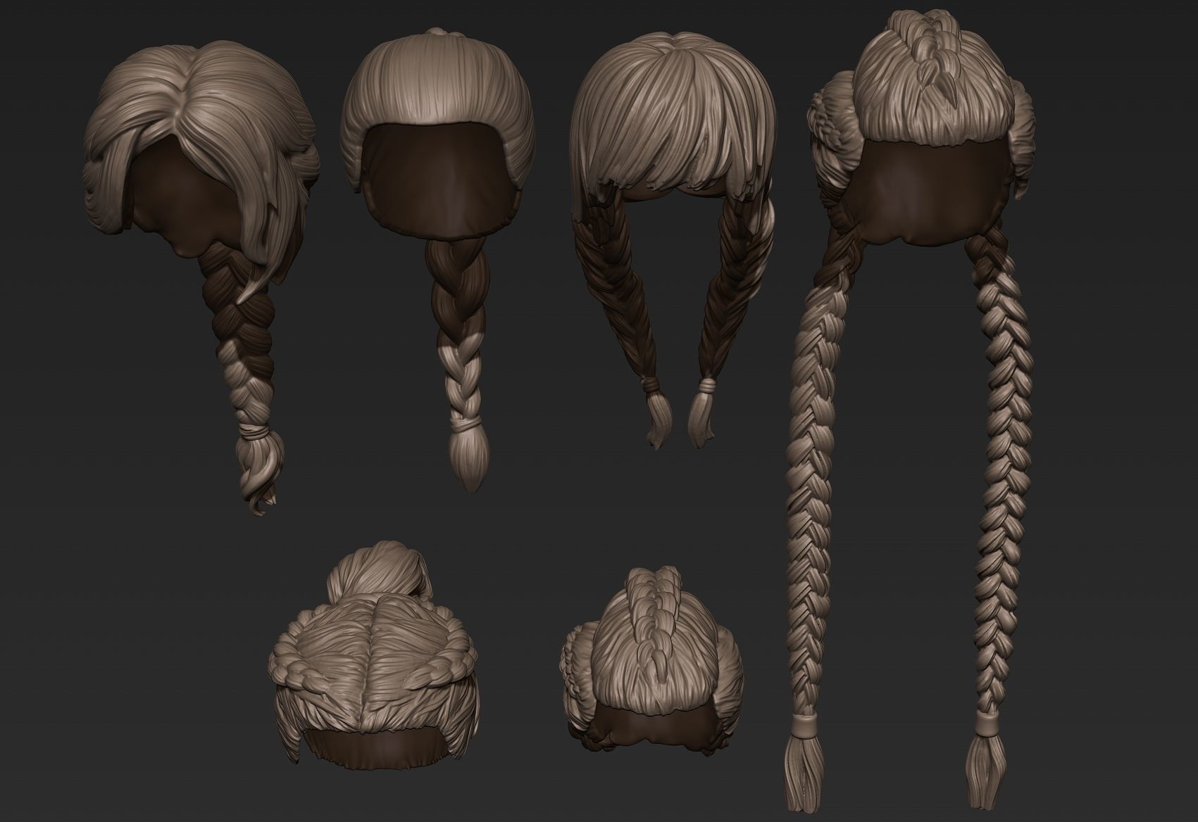 Female Hair Collection 1 3D model_1