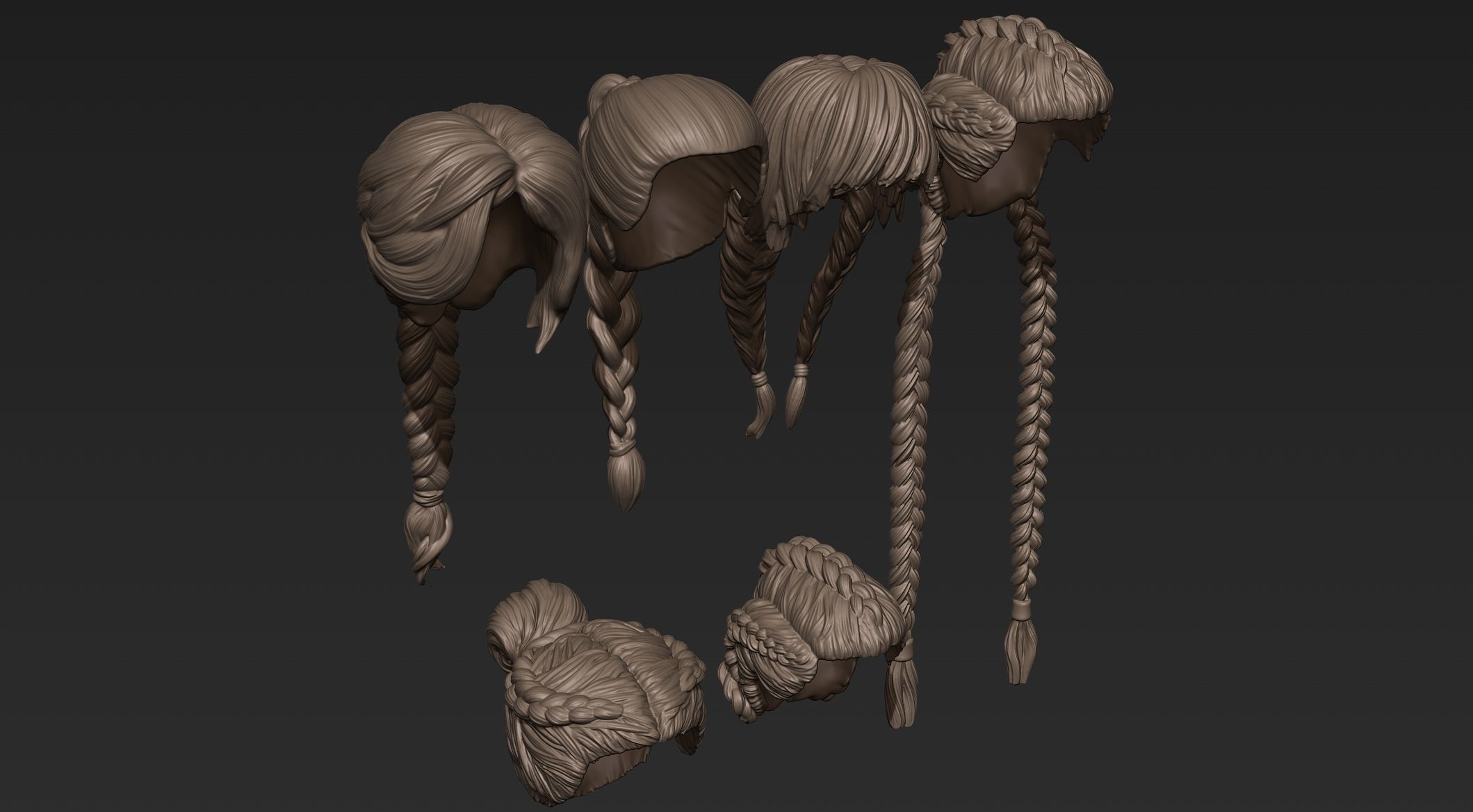 Female Hair Collection 1 3D model_3