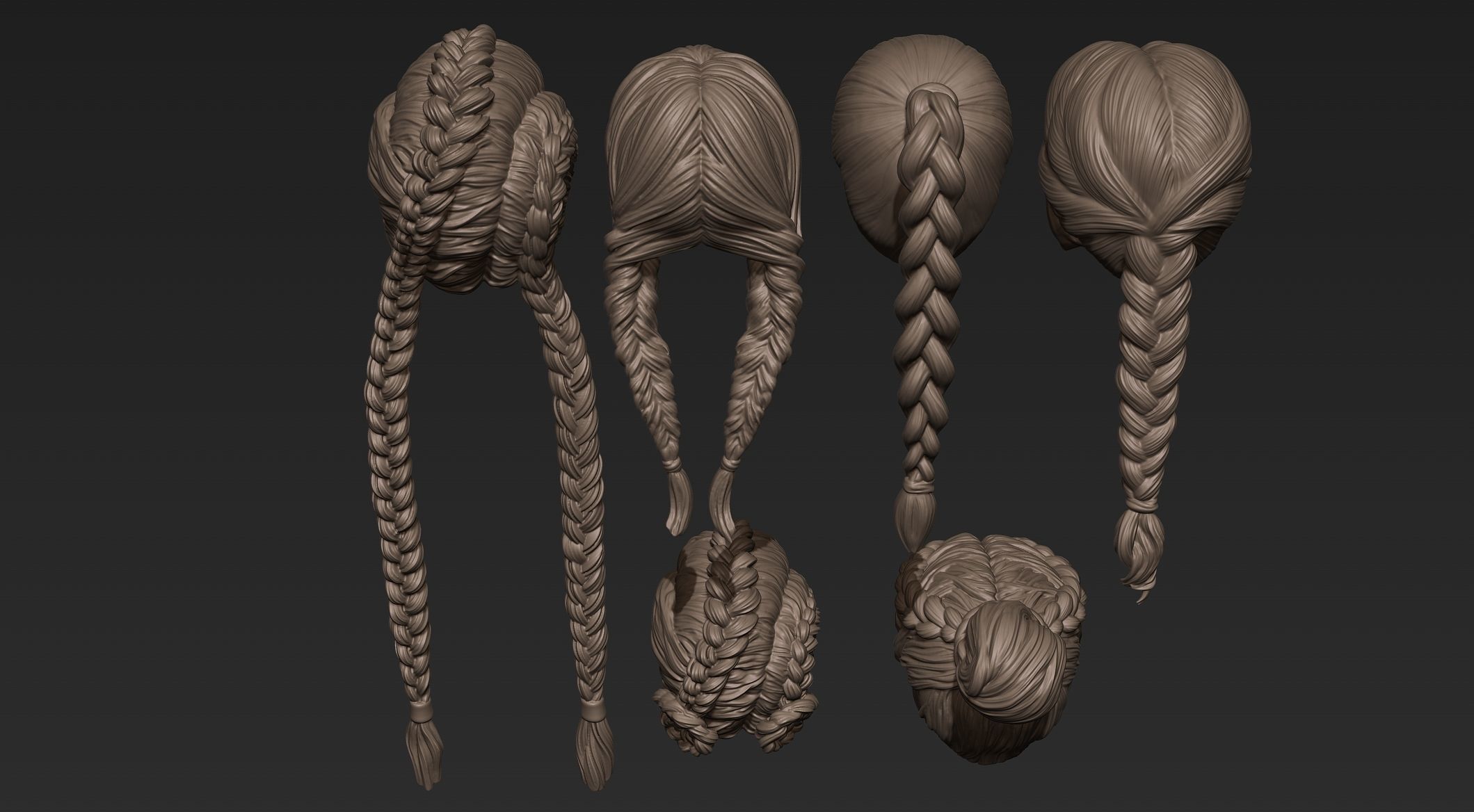 Female Hair Collection 1 3D model_7