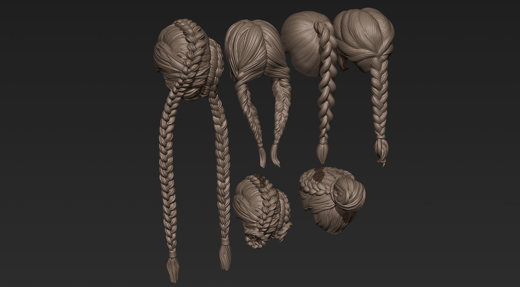 Female Hair Collection 1 3D model_6