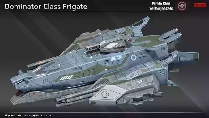 Spaceship Dominator Frigate Low-poly 3D model