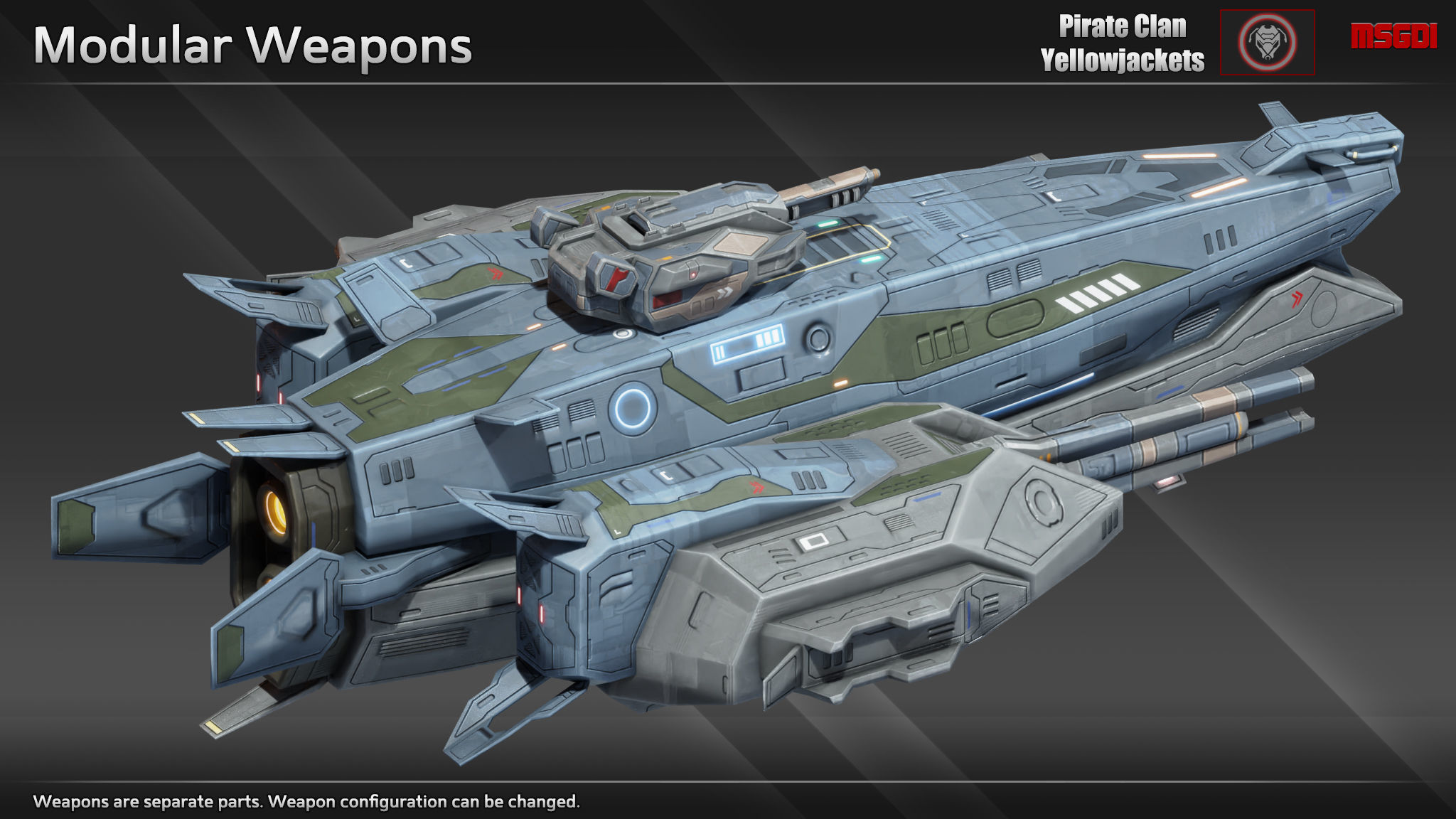 Spaceship Dominator Frigate Low-poly 3D model_4