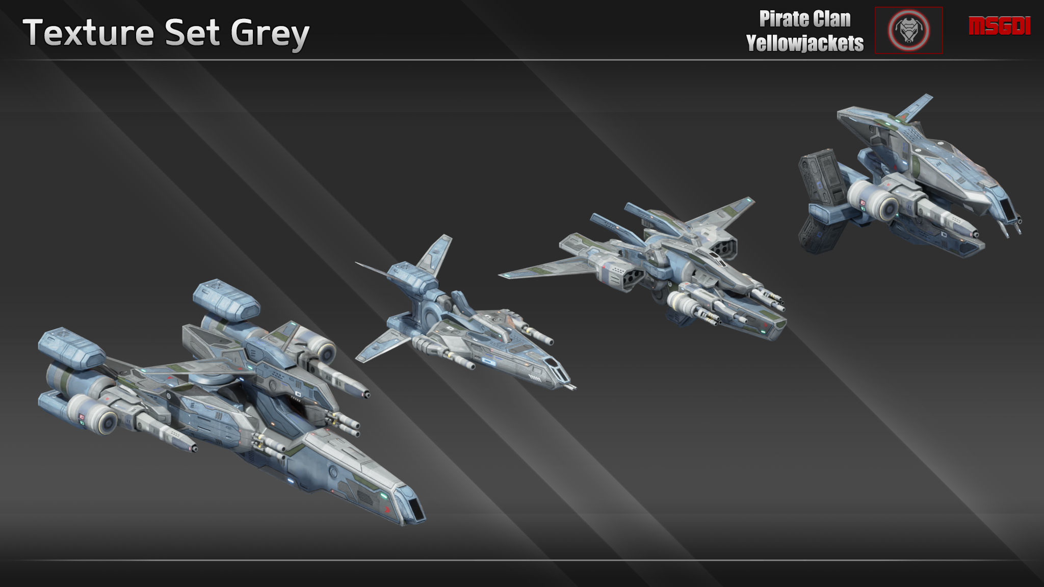 Spaceship Yellowjackets Modular Fighter Kit Low-poly 3D model_11