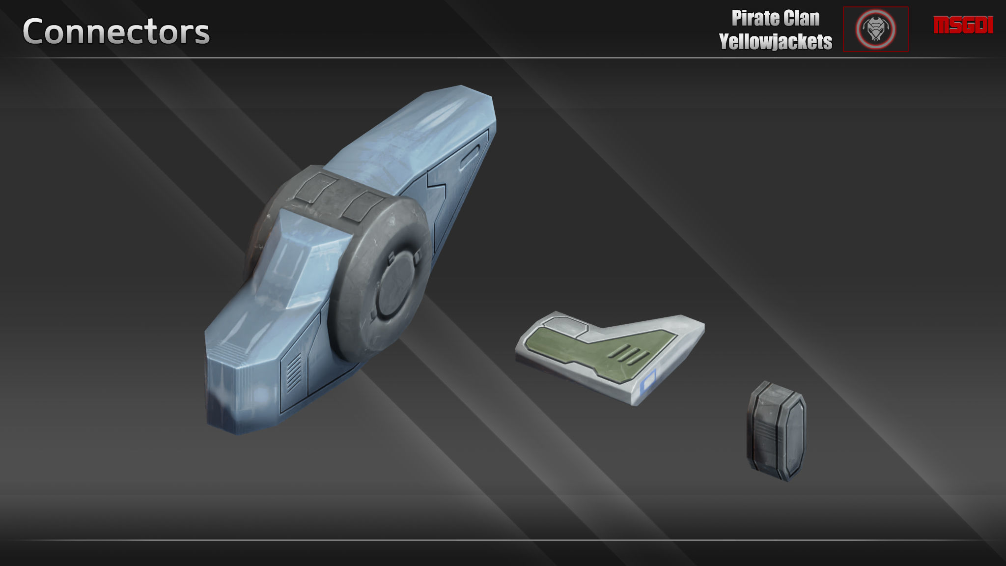 Spaceship Yellowjackets Modular Fighter Kit Low-poly 3D model_5