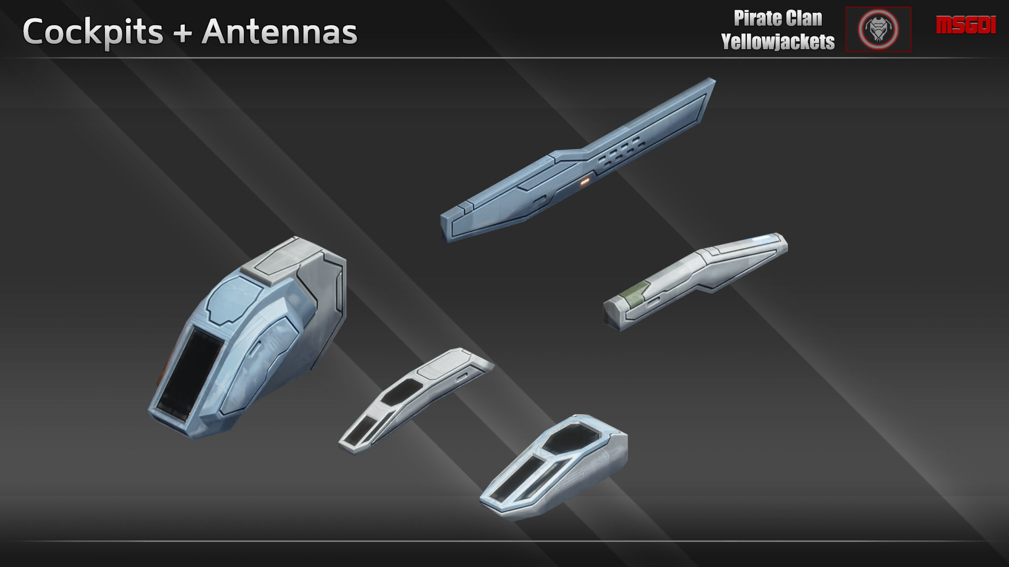 Spaceship Yellowjackets Modular Fighter Kit Low-poly 3D model_4