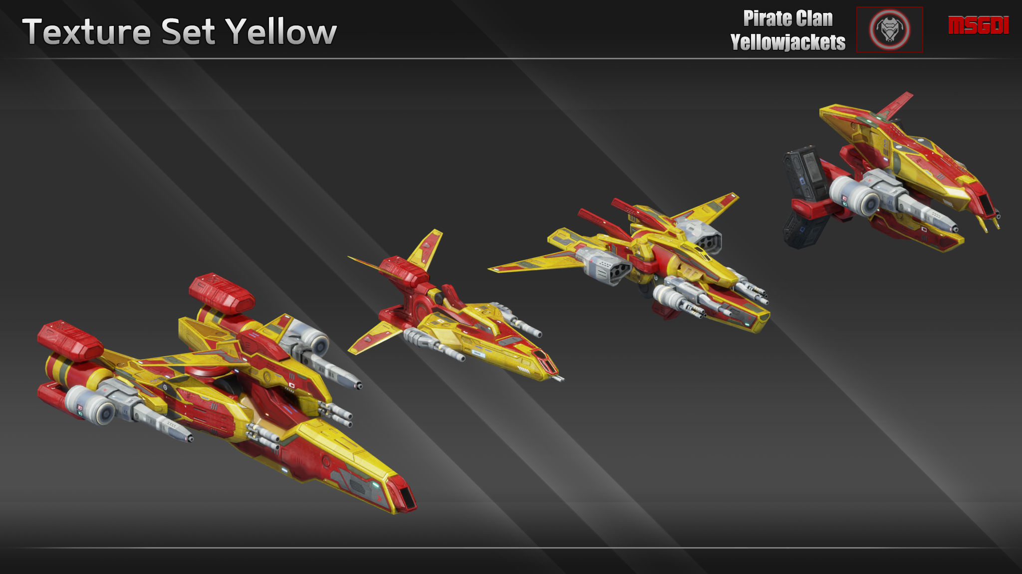 Spaceship Yellowjackets Modular Fighter Kit Low-poly 3D model_14