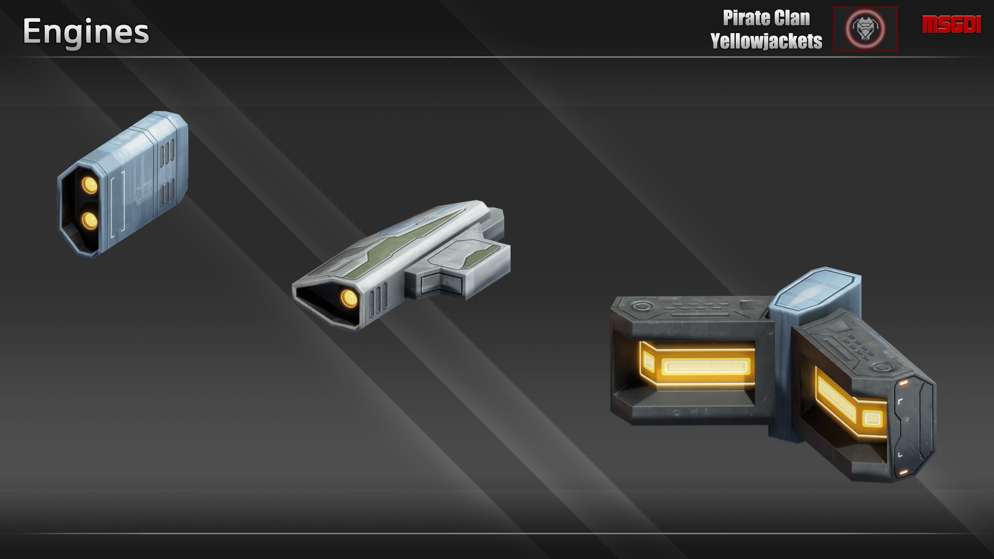 Spaceship Yellowjackets Modular Fighter Kit Low-poly 3D model_3