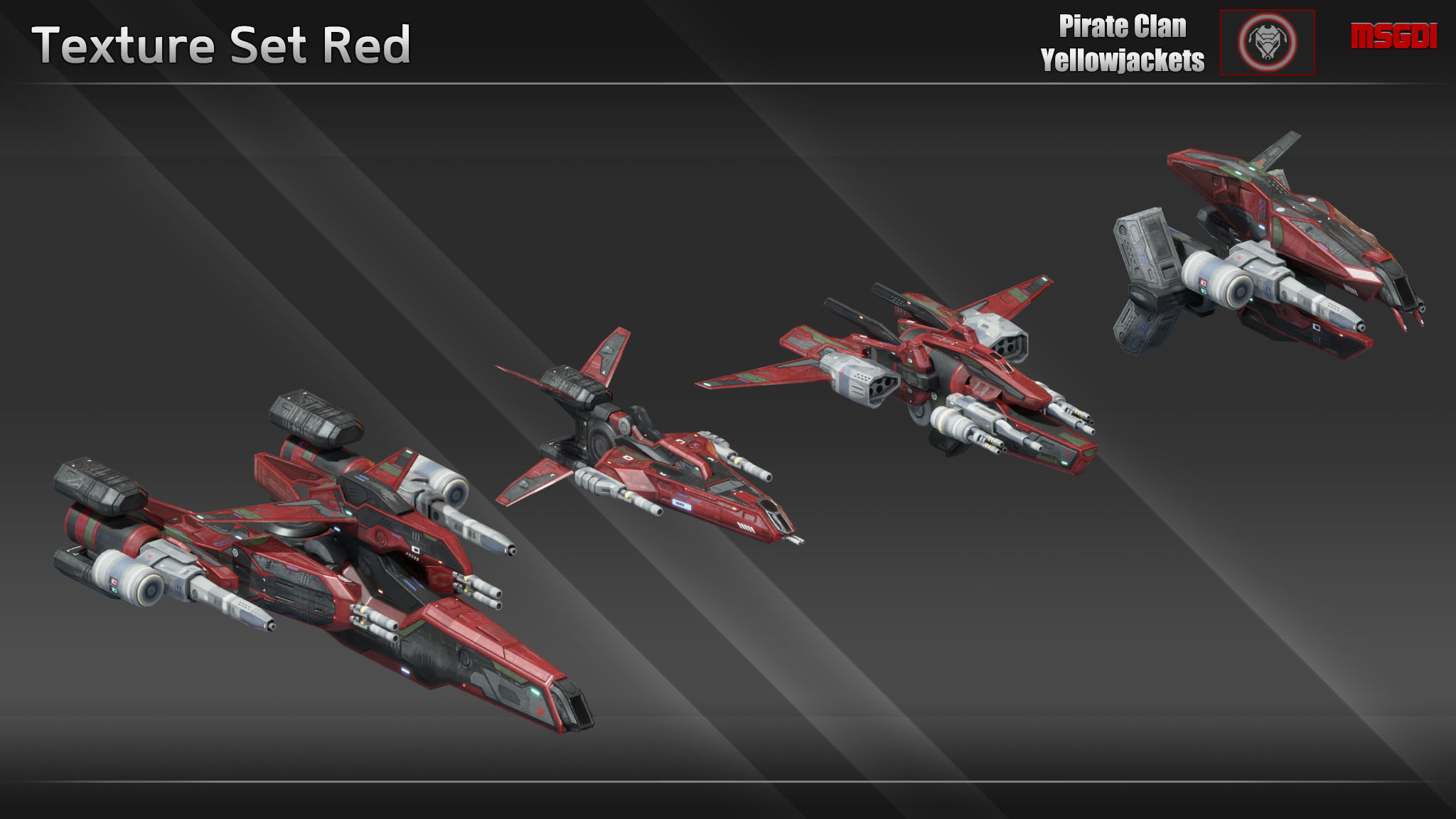 Spaceship Yellowjackets Modular Fighter Kit Low-poly 3D model_12