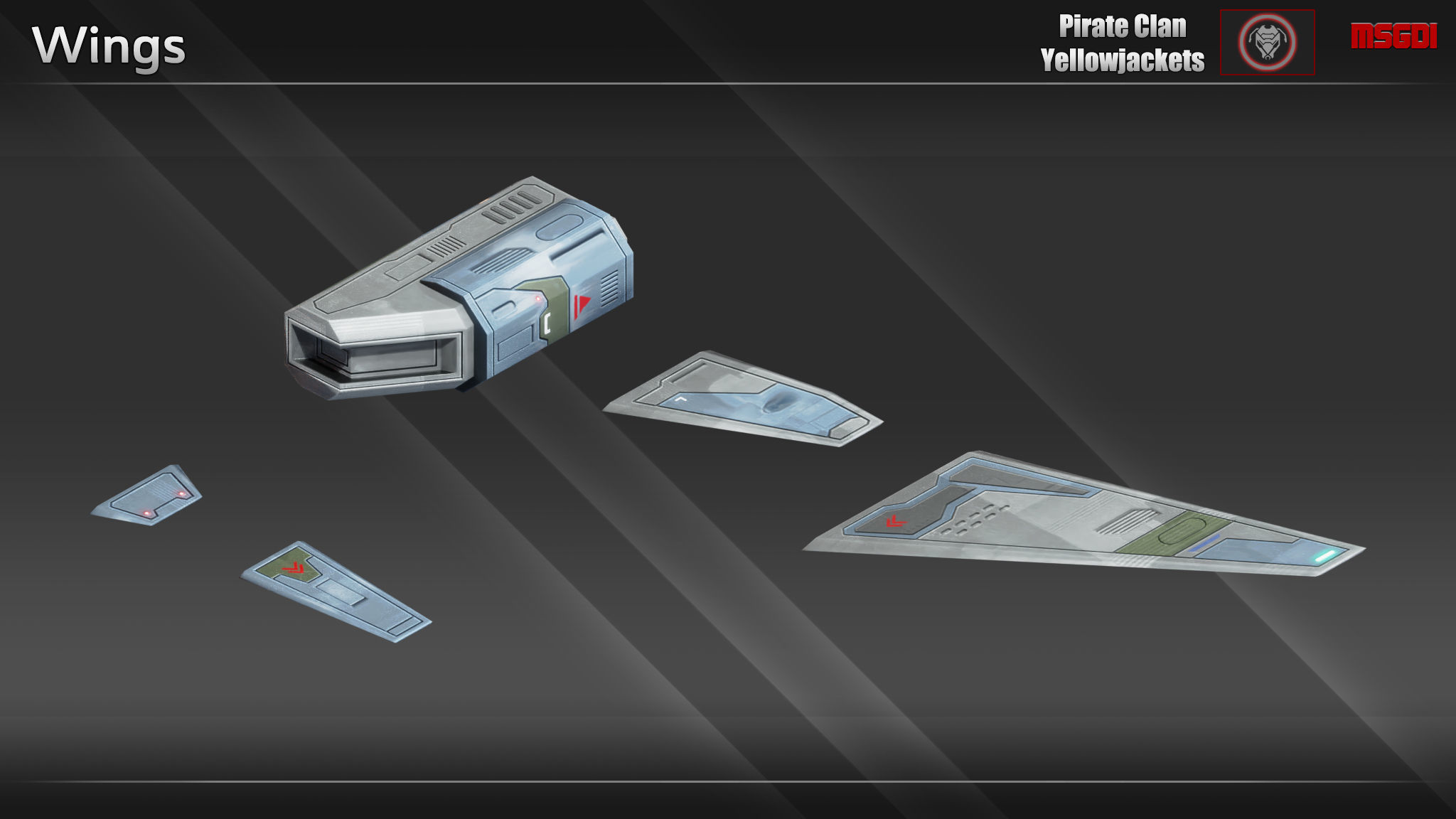 Spaceship Yellowjackets Modular Fighter Kit Low-poly 3D model_6