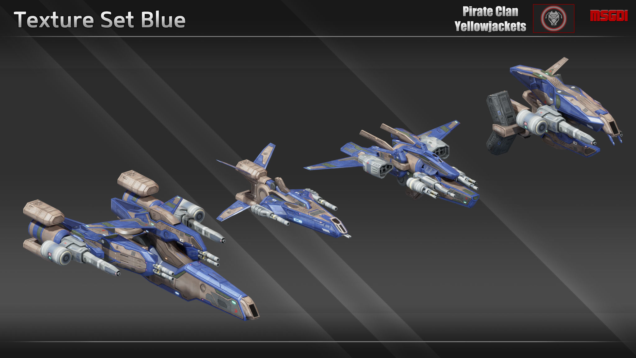 Spaceship Yellowjackets Modular Fighter Kit Low-poly 3D model_10