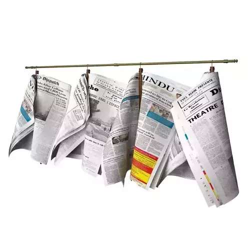 Newspapers hanging on the rail