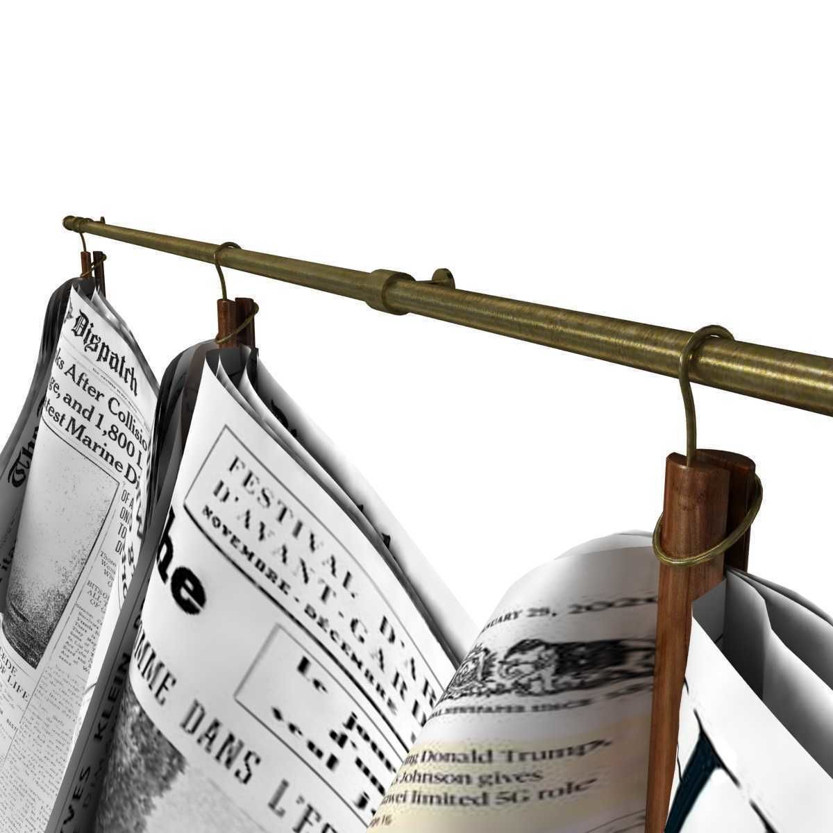 Newspapers hanging on the rail 3D model_8